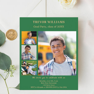 Lámina Invitación del partido de graduación de foto verde