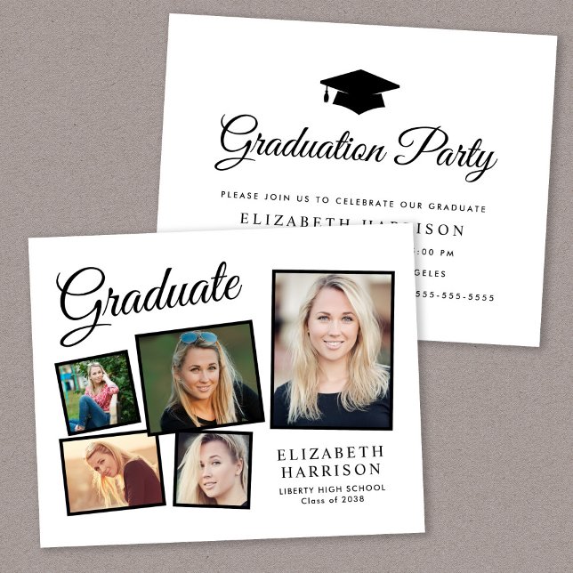Lámina Invitación del Partido de Graduación de Fotografía (A personalized photo graduation party invitation to celebrate the graduate's achievements)