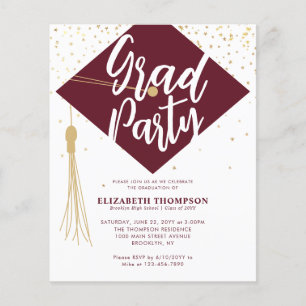 Lámina Invitación del Partido de Graduación de Oro Rojo d