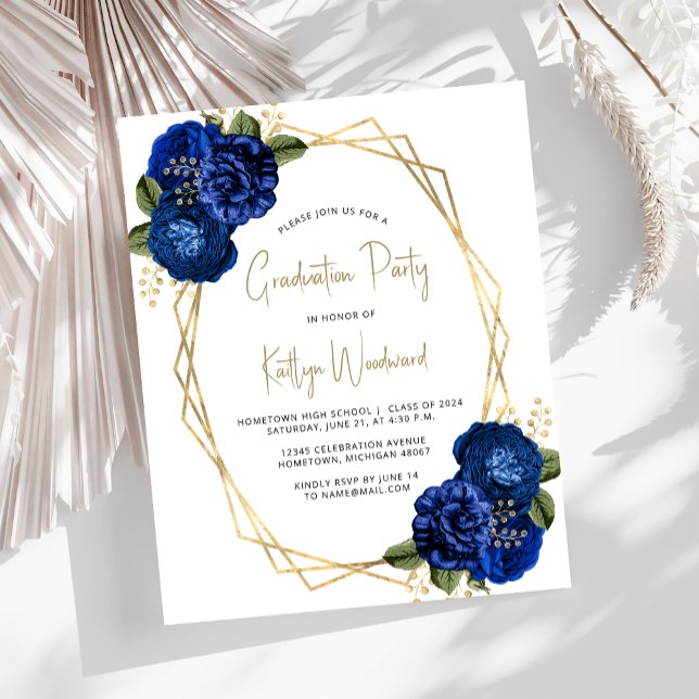 Lámina Invitación del Partido de Graduación Floral Azul R (Subido por el creador)