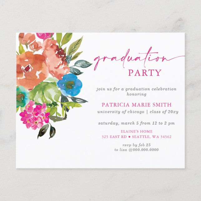 Lámina Invitación del Partido de Graduación Floral del Na (Anverso)