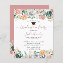 Invitación del Partido de Graduación Floral Rosa D