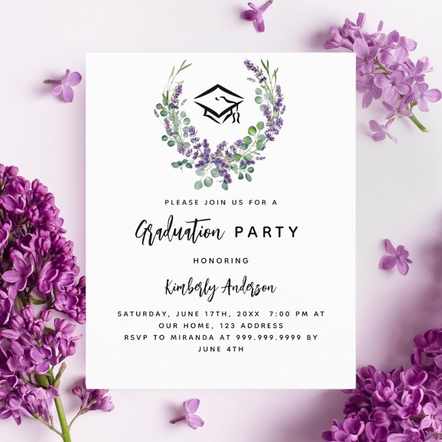Lámina Invitación del partido de graduación floral violet (Subido por el creador)