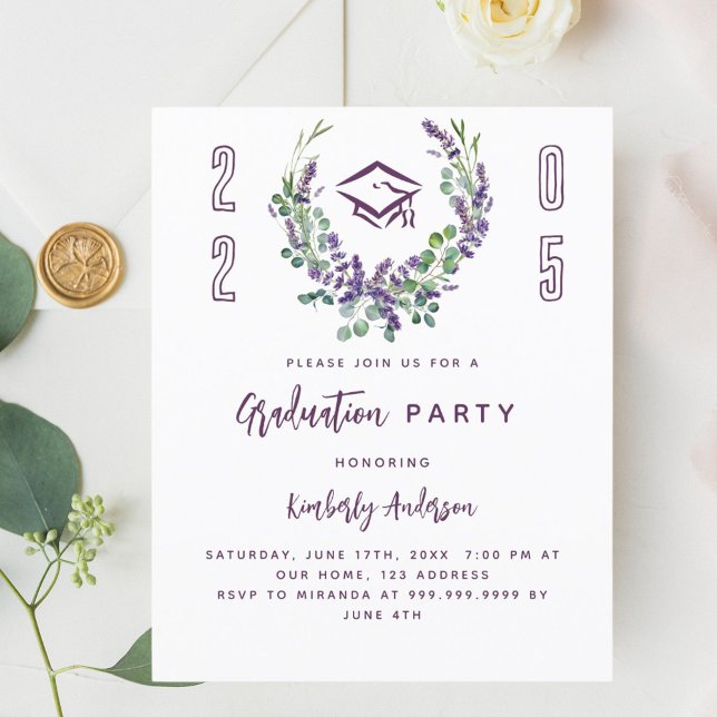 Lámina Invitación del partido de graduación Lavender viol (Subido por el creador)