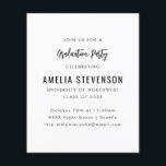 Lámina Invitación del Partido de Graduación Mínima Modern<br><div class="desc">Invitación de partido de graduación mínima moderna en blanco y negro</div>
