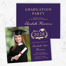 Lámina Invitación del Partido de Graduación Púrpura de Fo
