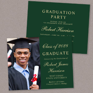 Lámina Invitación del Partido de Graduación Verde de Budg