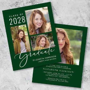 Lámina Invitación del Partido de Graduación Verde Foto Pr