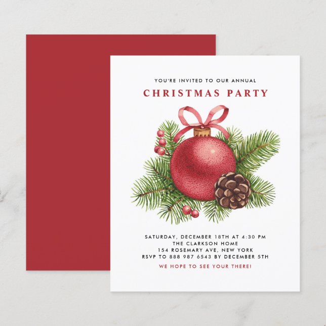 Lámina Invitación del Partido de los Navidades de Ornamen (Anverso / Reverso)