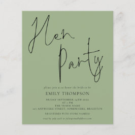 Lámina Invitación del partido Hen Verde Sage del guión de