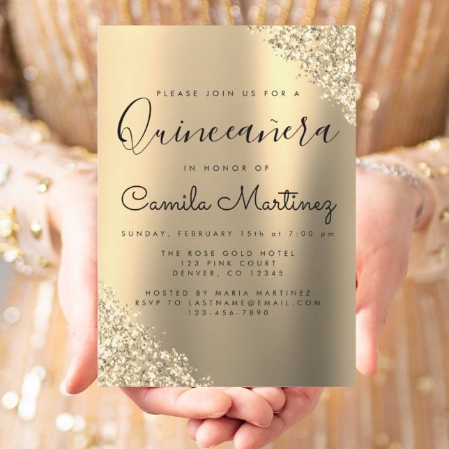 Lámina Invitación del partido Purpurina Quinceanera Gold  (Subido por el creador)
