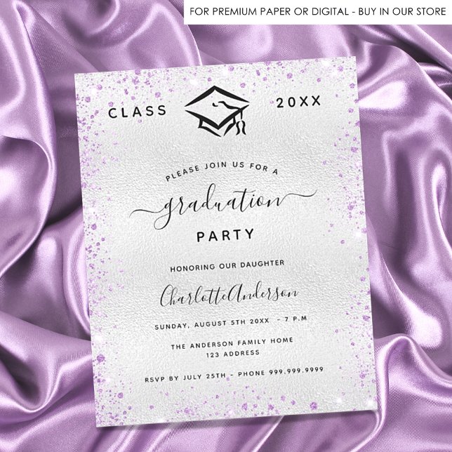 Lámina Invitación del purpurina de lavanda de plata de gr (Subido por el creador)