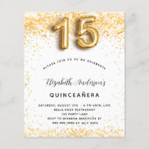 Invitación del purpurina de oro blanco Quinceanera