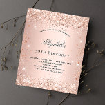 Lámina Invitación del purpurina de oro de rosa rubio de c<br><div class="desc">Para una elegante fiesta de cumpleaños número 50 (o cualquier edad). Fondo subió de gradiente dorado. Decorado con rosa de oro falso purpurina polvo Personaliza y añade un nombre y detalles fiestas. El nombre se escribe con un guión de estilo con letras a mano</div>