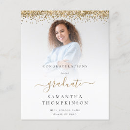 Lámina Invitación del Purpurina de Oro Grad Photo 2024