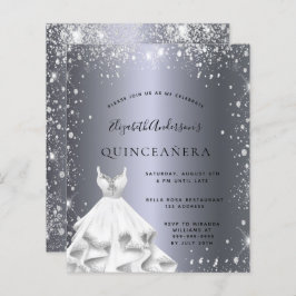 Lámina Invitación del purpurina de ropa de plata de Quinc