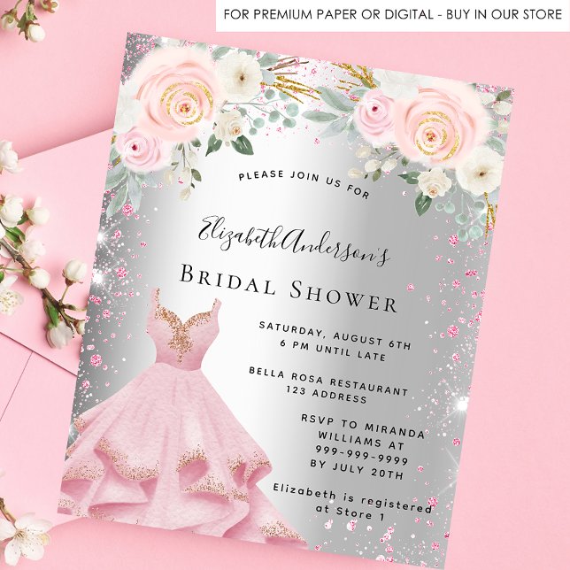 Lámina Invitación del purpurina de ropa rosa plateado de  (Subido por el creador)