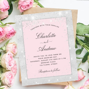 Lámina Invitación del purpurina del boda de presupuesto p