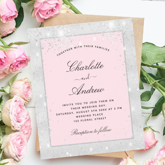 Lámina Invitación del purpurina del boda de presupuesto p (Subido por el creador)