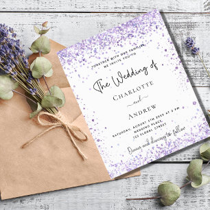 Lámina Invitación del purpurina del boda de presupuesto v