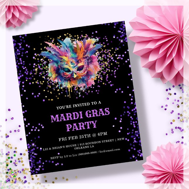 Lámina Invitación del Purpurina Fiesta Mardi Gras (Subido por el creador)