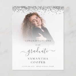 Lámina Invitación del Purpurina Grad Photo Silver para el