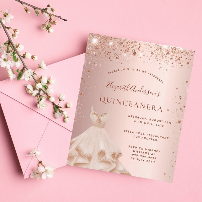 Lámina Invitación del purpurina rosa de oro de Budget Qui (Subido por el creador)