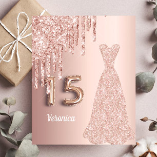 Lámina Invitación del purpurina rosa de oro de Budget Qui