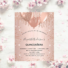 Lámina Invitación del purpurina rosa de oro de Budget Qui
