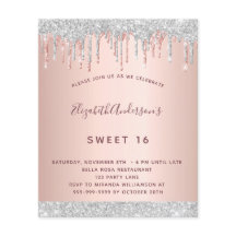 Invitación del purpurina rosa de oro de cumpleaños