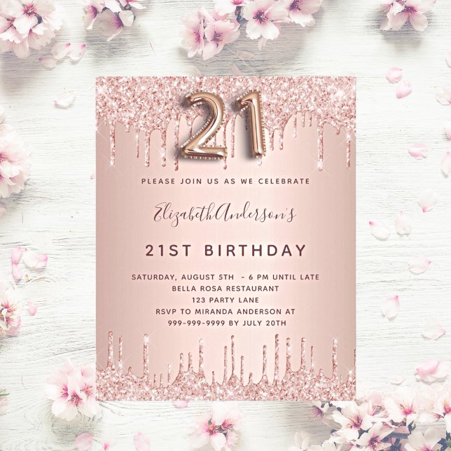 Lámina Invitación del purpurina rosa de oro del presupues (Subido por el creador)