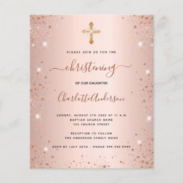 Lámina Invitación del rosa del bautizo del presupuesto pa