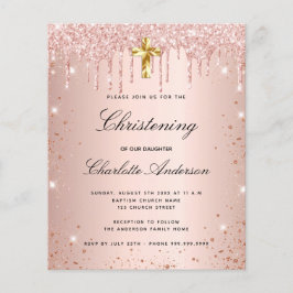 Lámina Invitación del rosa del bautizo del presupuesto pa