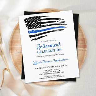 Lámina Invitación delgada de la línea azul para la jubila