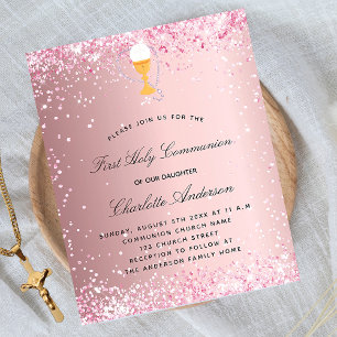 Lámina Invitación económica de color rosa claro para prim
