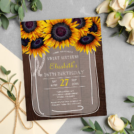 Lámina Invitación económica de dulce dieciséis con flores