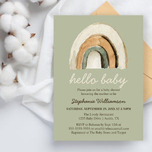 Lámina Invitación económica para baby shower boho arcoíri