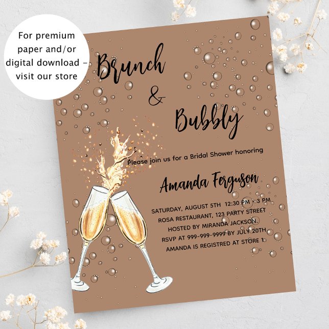 Lámina Invitación económica para Brunch Bubbly Bridal Sho (Subido por el creador)