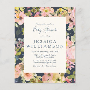Lámina Invitación elegante boho floral para baby shower c