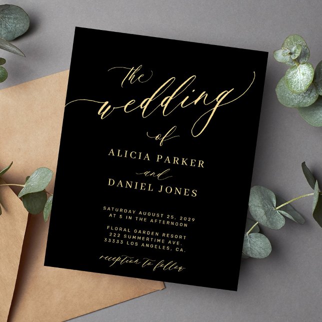 Lámina Invitación elegante de color negro boda de presupu (Subido por el creador)