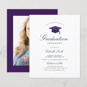 Lámina invitación elegante de graduación de color púrpura