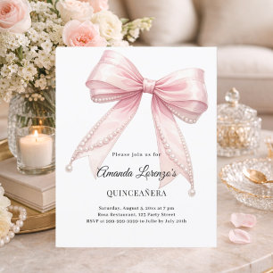 Lámina Invitación elegante de Quinceañera con perlas y la