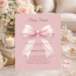 Lámina Invitación elegante para Baby Shower de niña con l