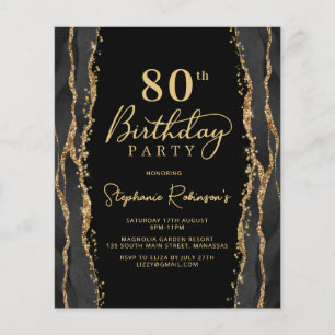 Lámina Invitación elegante y económica para cumpleaños 80