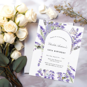 Lámina Invitación en arco de flores de lavanda