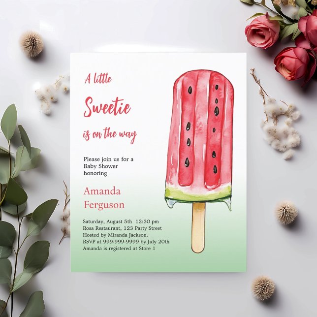 Lámina Invitación en Baby Shower a una pequeña sandía dul (Subido por el creador)