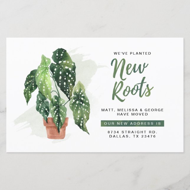 Lámina Invitación en movimiento de raíces nuevas plantada (Anverso)