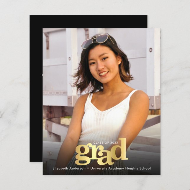 Lámina Invitación en negrita a la graduación de la foto d (Anverso / Reverso)