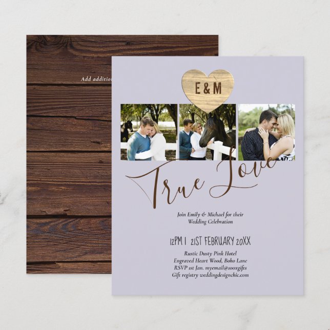 Lámina INVITACIÓN Fecha de la invitación a la boda de la  (Anverso / Reverso)