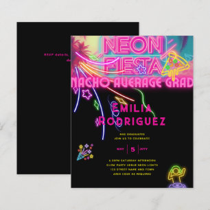 Lámina Invitación Fiesta de Neón de Graduación Resplandec